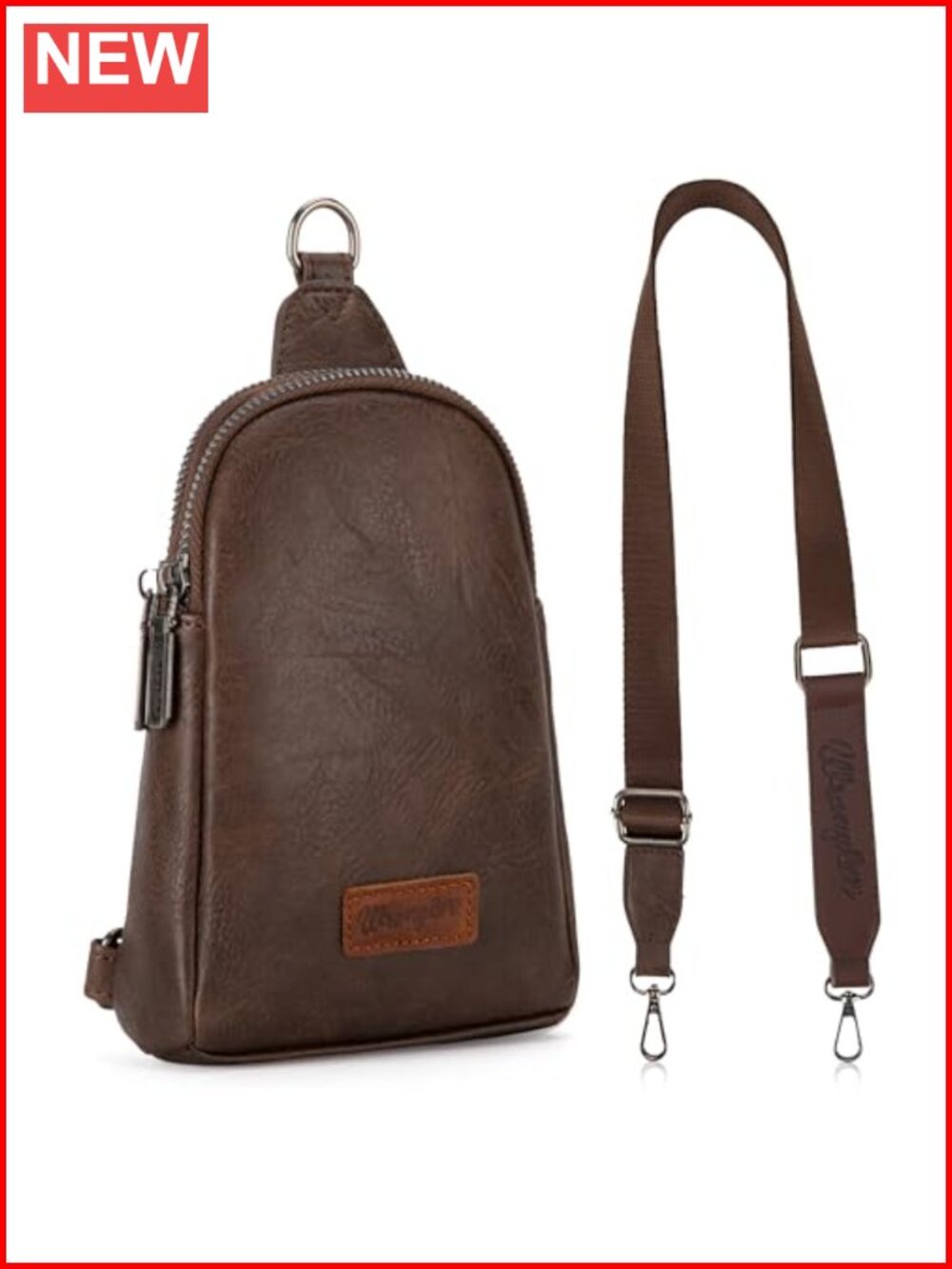 PU Leather Sling Crossbody Bag with Adjustable Strap - Picture 4 of 6
